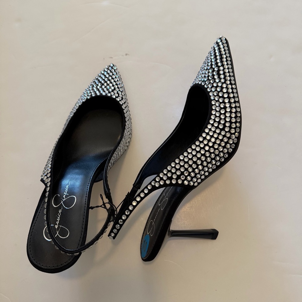 Jessica Simpson Black and Silver Studded Women’s Heels Sandals